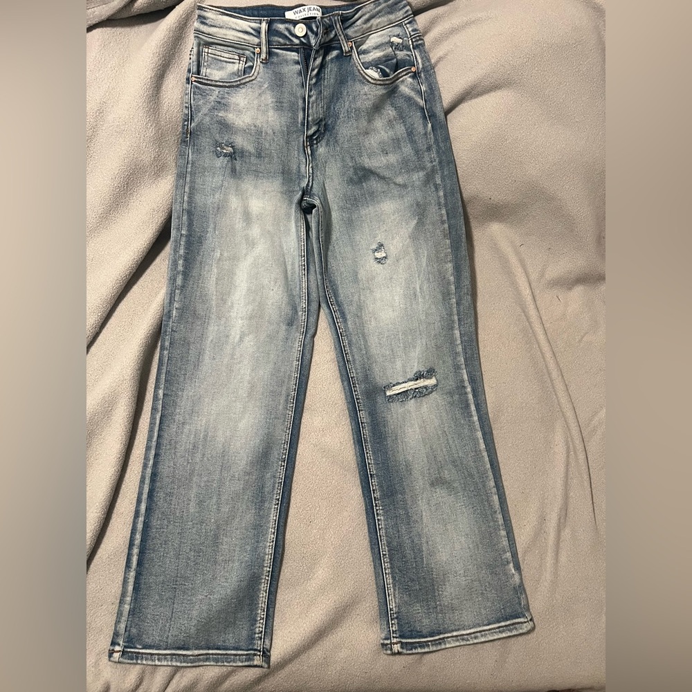 Wax Jean Distressed Blue Jeans